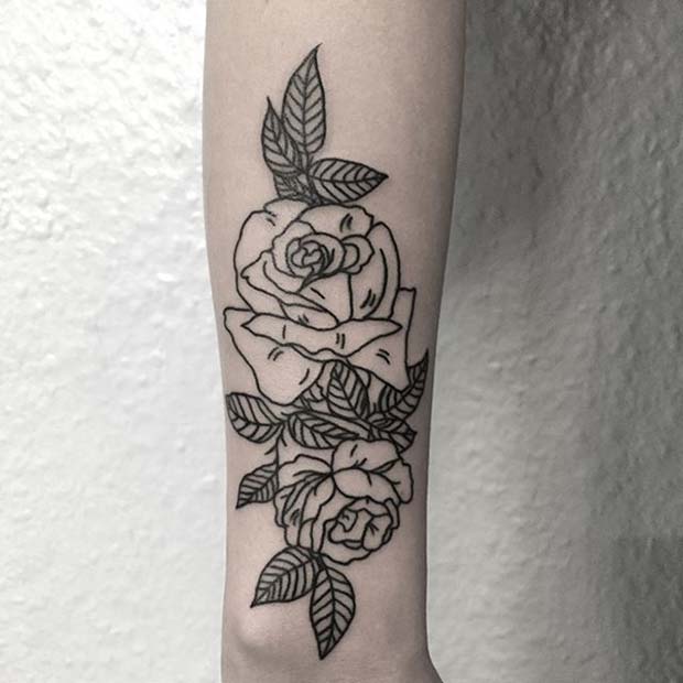Ideia de tatuagem com duas rosas pretas
